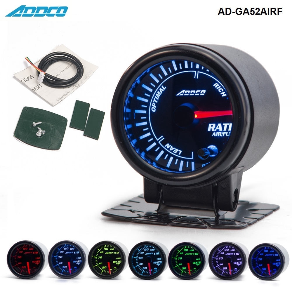 2&quot; 52mm 7 Color LED Smoke Face Car Auto Air Fuel Ratio Gauge Meter With Holder AD-GA52AIRF