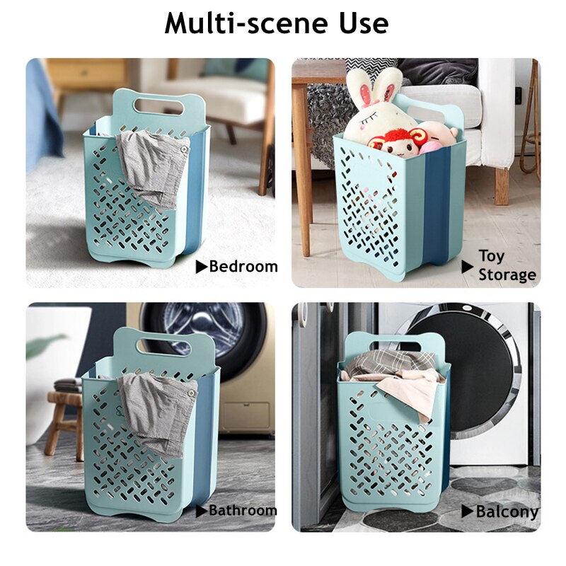 Panier de rangement pour vêtements sales, grand panier à linge mural, pliable, sans perforation, pour la maison