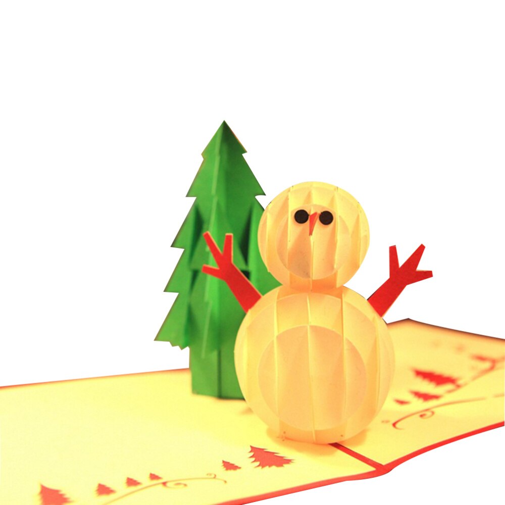 3D Greeting Cards Christmas Tree Snowman Xmas Wish Card for Children Friends: Default Title