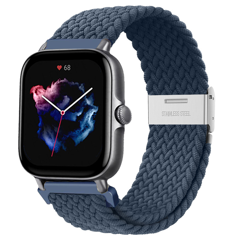 Correa de 20mm/22mm para Amazfit GTS/2/2e/3/4/GTS2 Mini/GTR/3/Pro/4/GTR2/47mm/stratos pulsera elástica trenzada para reloj Amazfit bip: Gris degradado / 20 mm