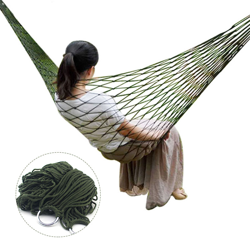 Portable Hammock Hamaca Swing Nylon Mesh Sleeping Bed Hanging Chair For Outdoor Patio Travel Beach Leisure Swing