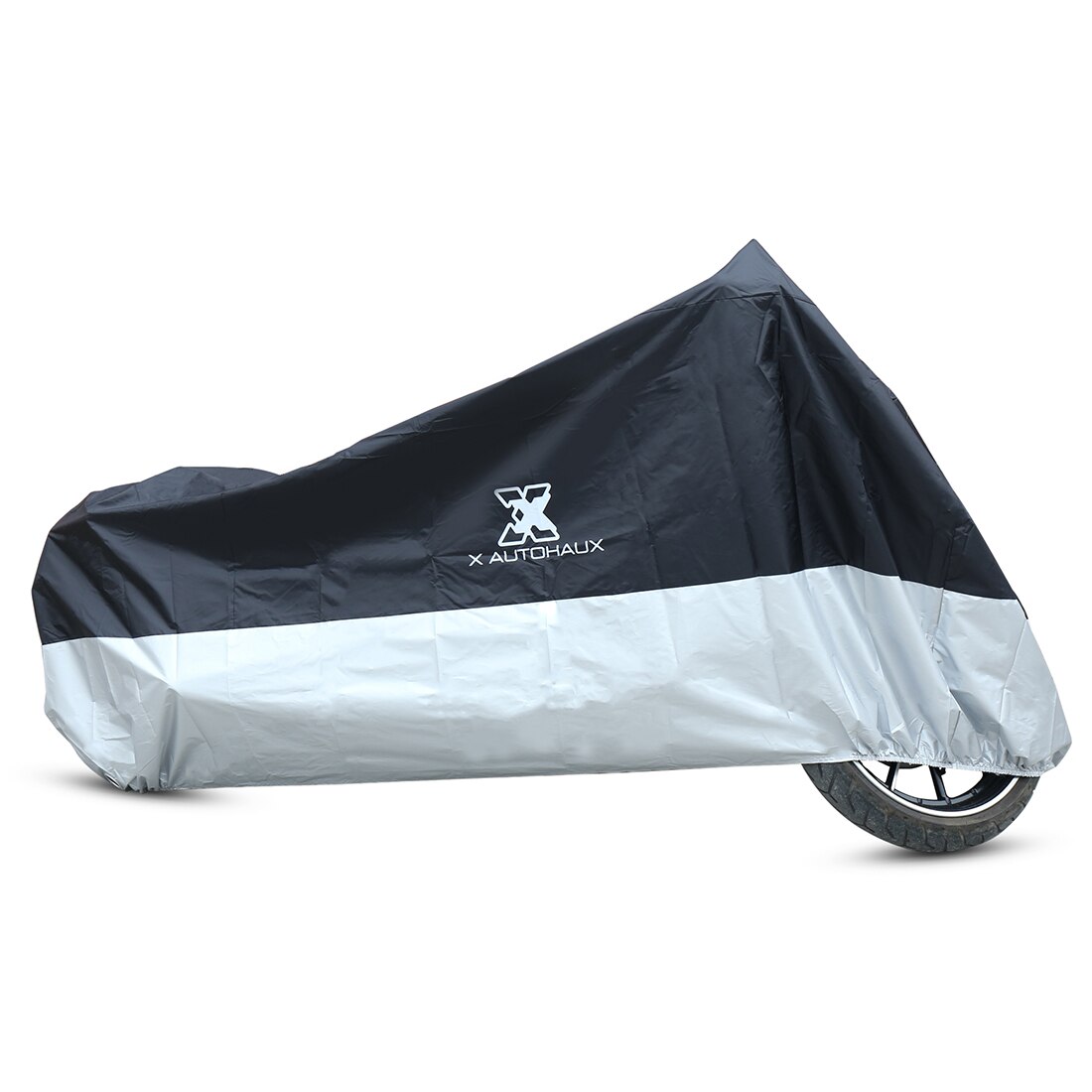 X AUTOHAUX-cubierta Universal para Moto, Protector UV para Moto, a prueba de agua a prueba de polvo, para todas las estaciones, L, XL, 2XL, 3XL, 190T: 2XL-265x105x125cm / Black Sliver