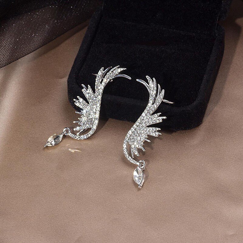 1 Paar Engelenvleugels Oorbellen Flash Dangle Kristallen Oorbellen Ear Stud Clip Sieraden Voor Vrouwen