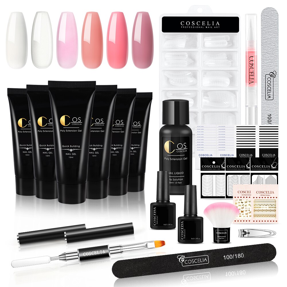 Manicure akryl poly negle gel kit sæt kunst dekorationer gel til forlængelse gel negle kit til negle: Sæt 08