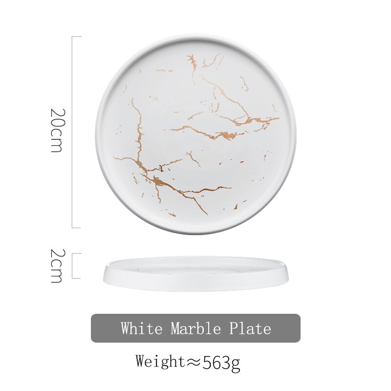 Abendessen Platte Gold Inlay Marmor Geschirr Einzigartige matt Schwarz und Weiß Geschirr einstellen hoch-Ende Platte Erzähler Geschirr: Weiß / 2Stck