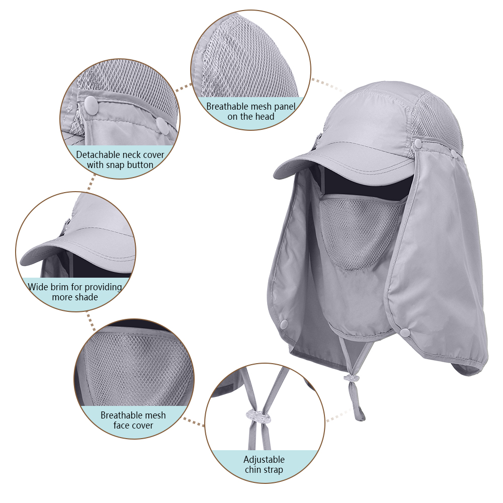 Gorra de pesca para deportes al aire libre, visera para senderismo, protector UV, cubierta para el cuello y la cara, gorra de protección solar para pesca