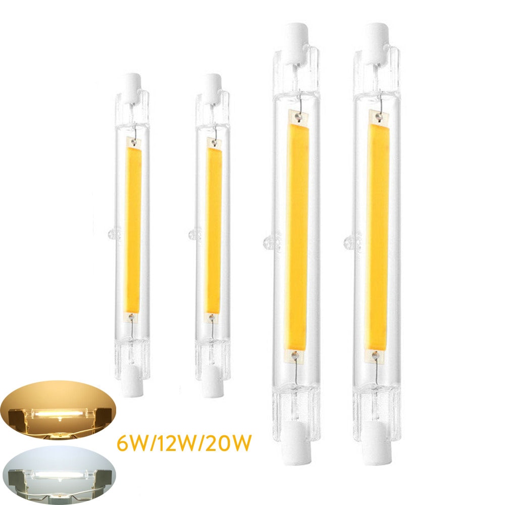Bombilla LED COB R7S J78 J118 luz de tubo de vidrio regulable 78mm 118mm igual 60W 120W lámparas halógenas AC 110V 220V 230V