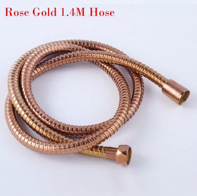 Krom/rosémåke/gyllen/svart/antikk forsterket 1.4/1.5m rustfritt stål fleksibel dusjslange baderomsutstyr: rose