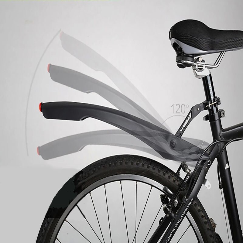 Guardabarros para bicicleta con luz trasera LED, ajustable, 5 colores, fácil de instalar