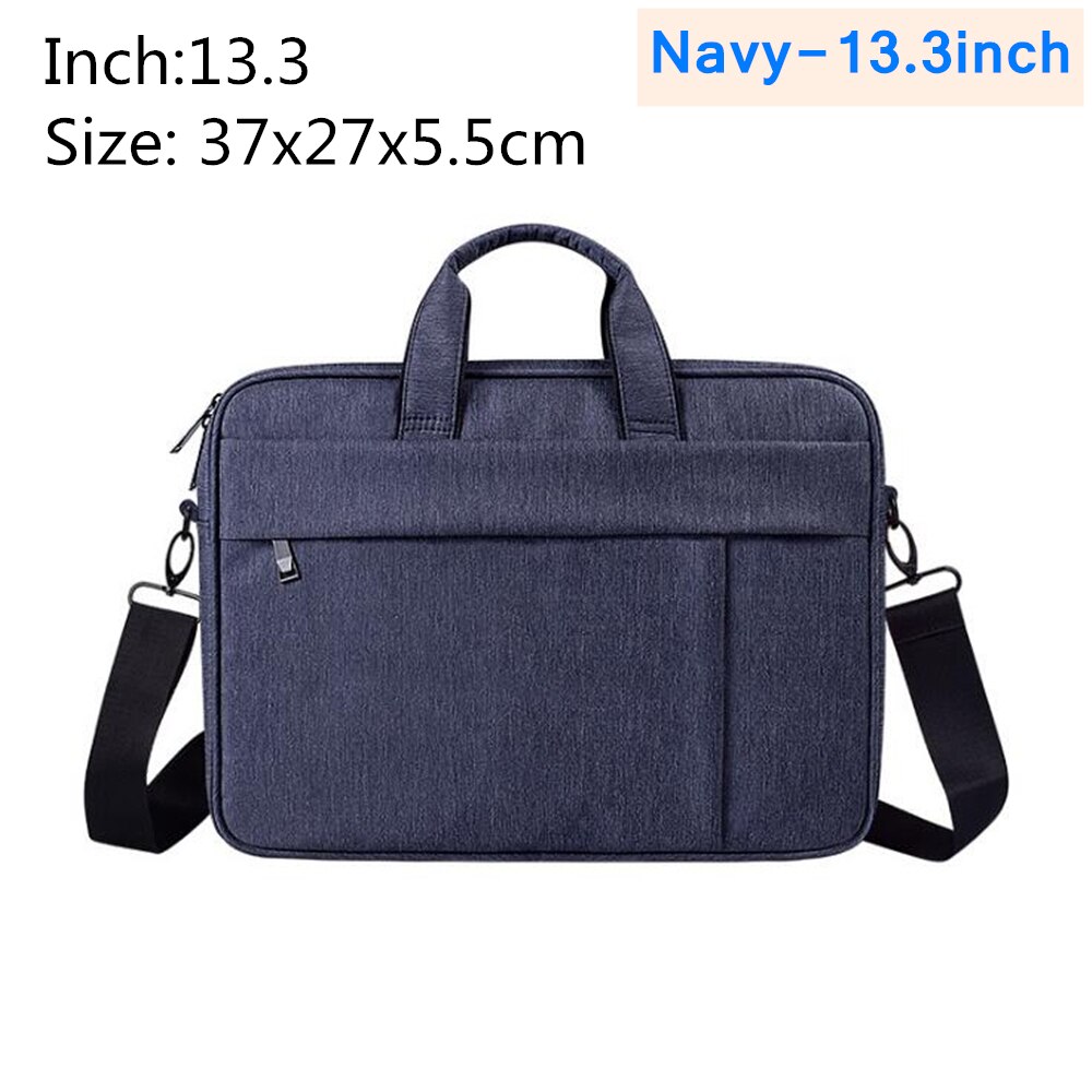 Laptop Bag 13.3 14.1 15.4 15.6 inch Waterproof Notebook Shoulder bag for Apple Millet Unisex Briefcase: Navy-13.3inch