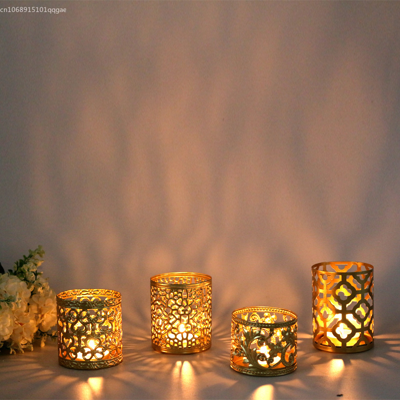 nordisch Gold Hohl Eisen Leuchter Eisen Duft Kerze Tasse Kreative Handwerk Aromatherapie Hause Dekoration