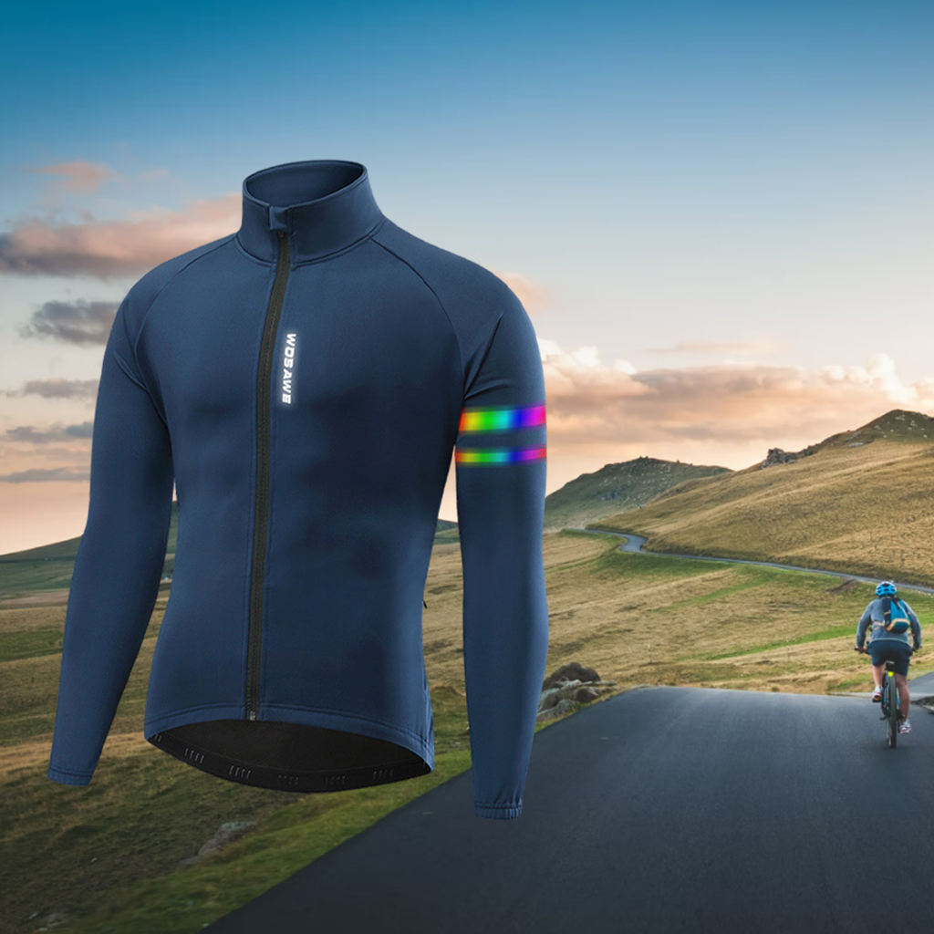 Mens Fietsen Jas Winter Winddicht Lange Mouwen Warm Shirts Kleding Voor Buiten Mountainbike: Blue XXL
