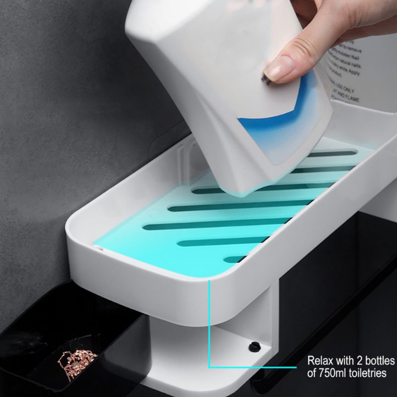 Kitchen Rotating Wall Shelves Bathroom Wall Mounted Hole Free Storage Rack