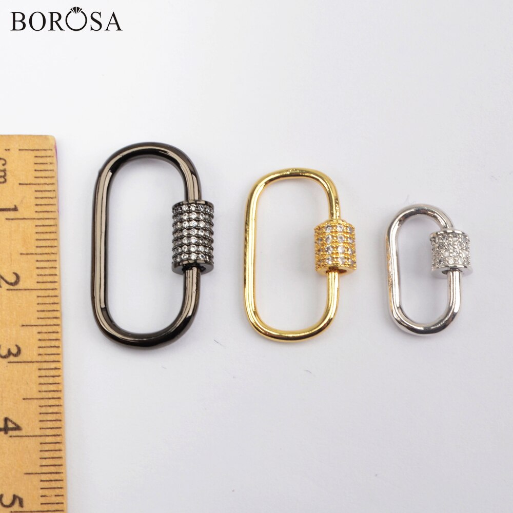 BOROSA Oval Spirale Schraube Schließe Charms Anhänger Schmuck Zubehör Micro Gepflasterte CZ Gold Farbe Lock Haken für Halskette WX1352