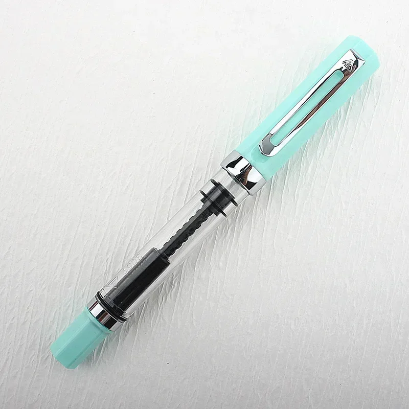 Penna stilografica a pistone 3059 di alta qualità Penna a inchiostro trasparente in resina EF/F Pennino 0,38/0,5 mm Penna stilografica attività commerciale Gif: Blu / E.F