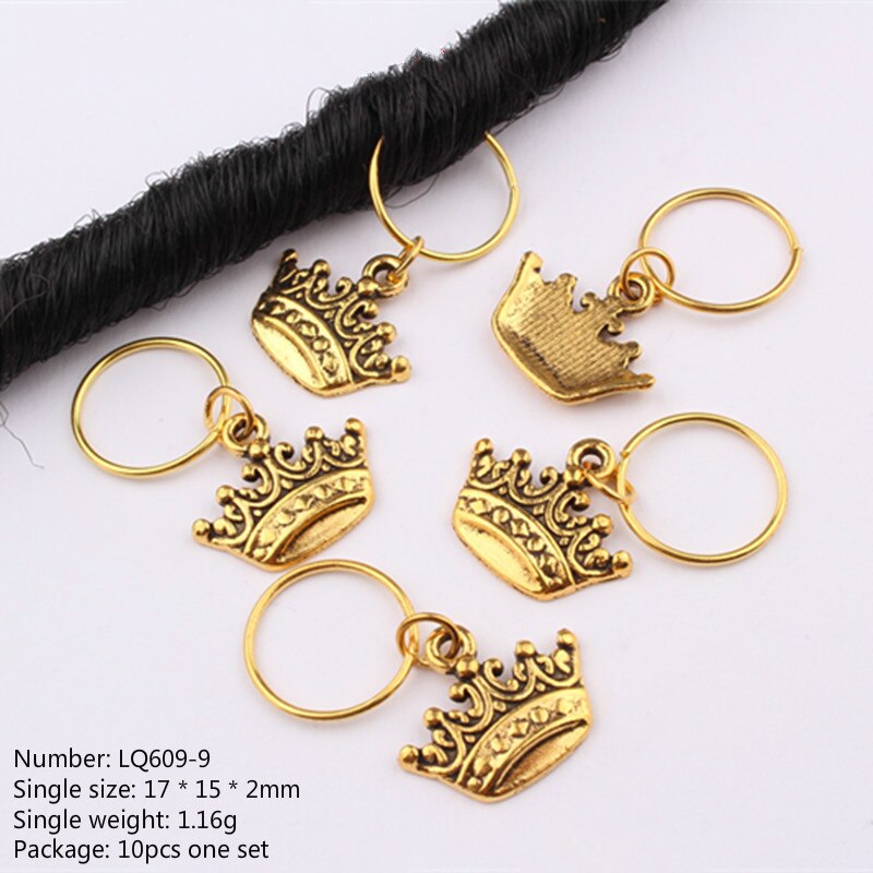 10 stk/pakke golden life tree sommerfugl charms manchetter ringe smykker dreadlock tilbehør hår fletning dread dreadlock perler clips: Nr. .9