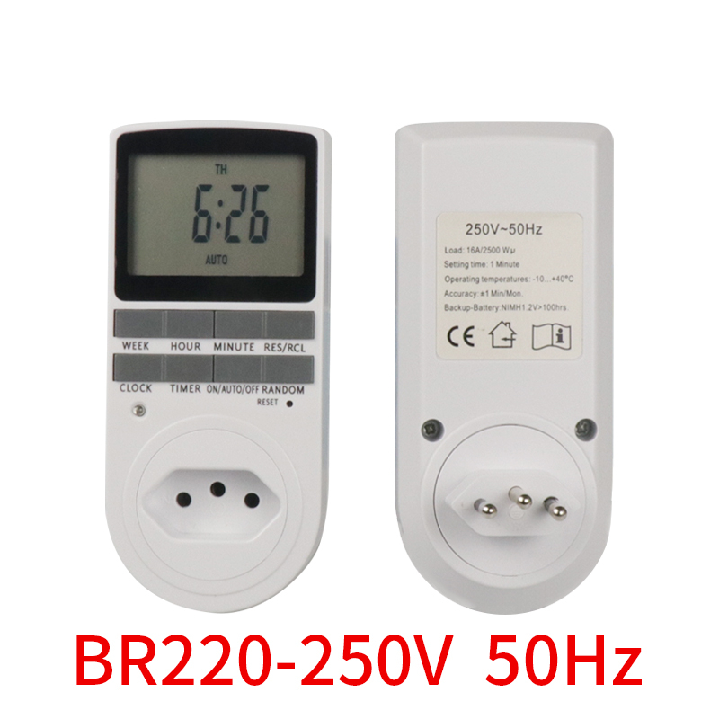 Electronic Digital 220V Timer Switch 24 Hour Cyclic EU UK AU US BR FR Plug Kitchen Timer Outlet Programmable Timing Socket: Blue