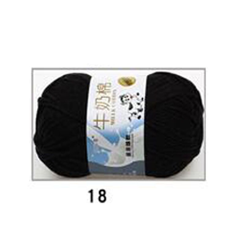 Hand Breien Levert Breiwol Haak Garen Melk Katoen Hand Gebreide Garen Geverfd Breien Garens Glad Melk Fiber: 18 black
