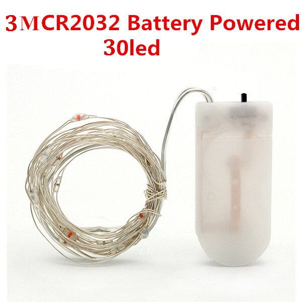 Warm White Led Fairy Lights Copper Wire Led String Lights Battery Powered Fairy Lights Year Christmas Garland Decorations: 3M 30LEDS CR2032 / White