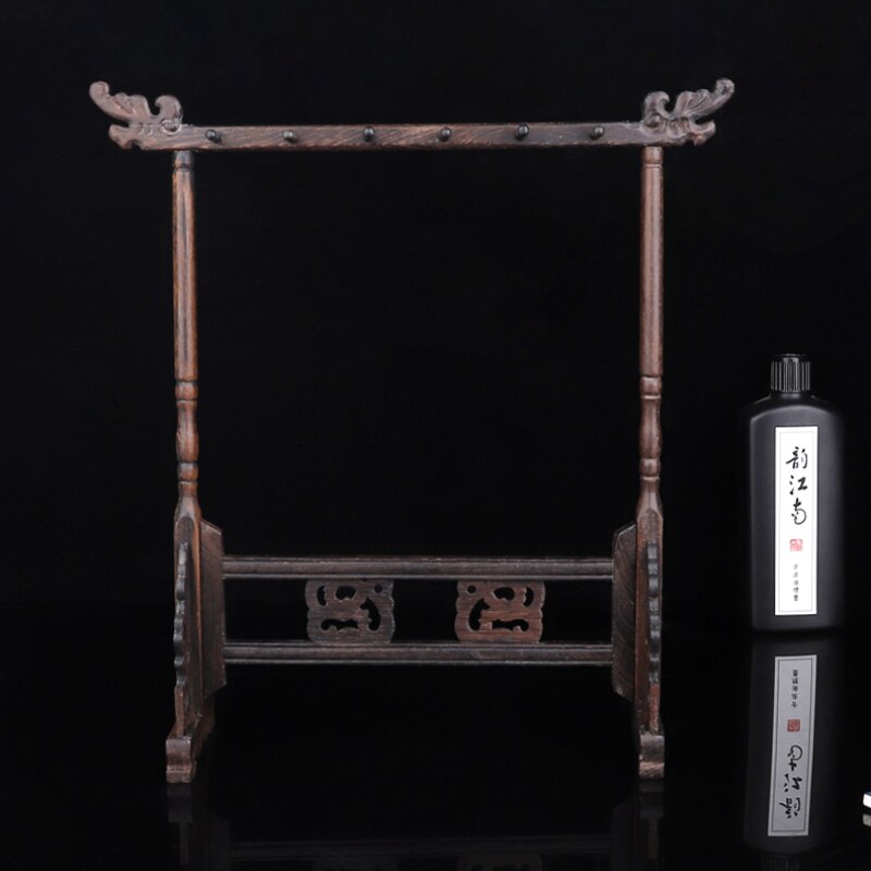 Solid Wood Pen Holder Calligraphie Brush Rack Traditional Painting Writing Brush Holders Simple Carving 12 Hangers Brush Holders