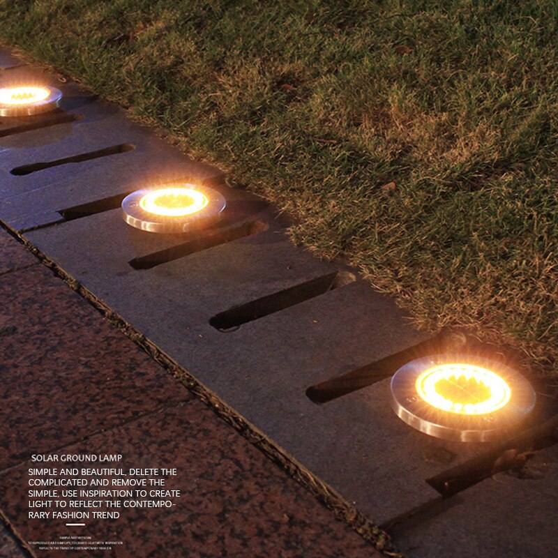 Outdoor Solar Powered Ground Light Waterproof Garden Pathway Deck Lights With 8/12/20 LED Lamp for Home Yard Driveway Lawn Road