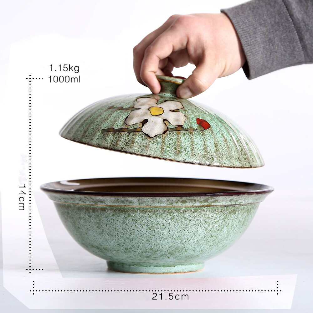 Kiln Glaze Japanese Ceramic Tableware Home Use Crockery Salad Bowl Spoon Steak Plate Set Dishes Hand Painted Floral Pattern: H