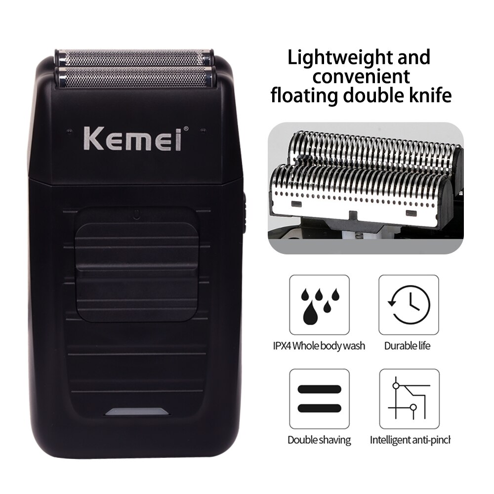 Kemei – rasoir électrique pour hommes, outil de coupe de cheveux avec chargeur USB rapide et écran LCD