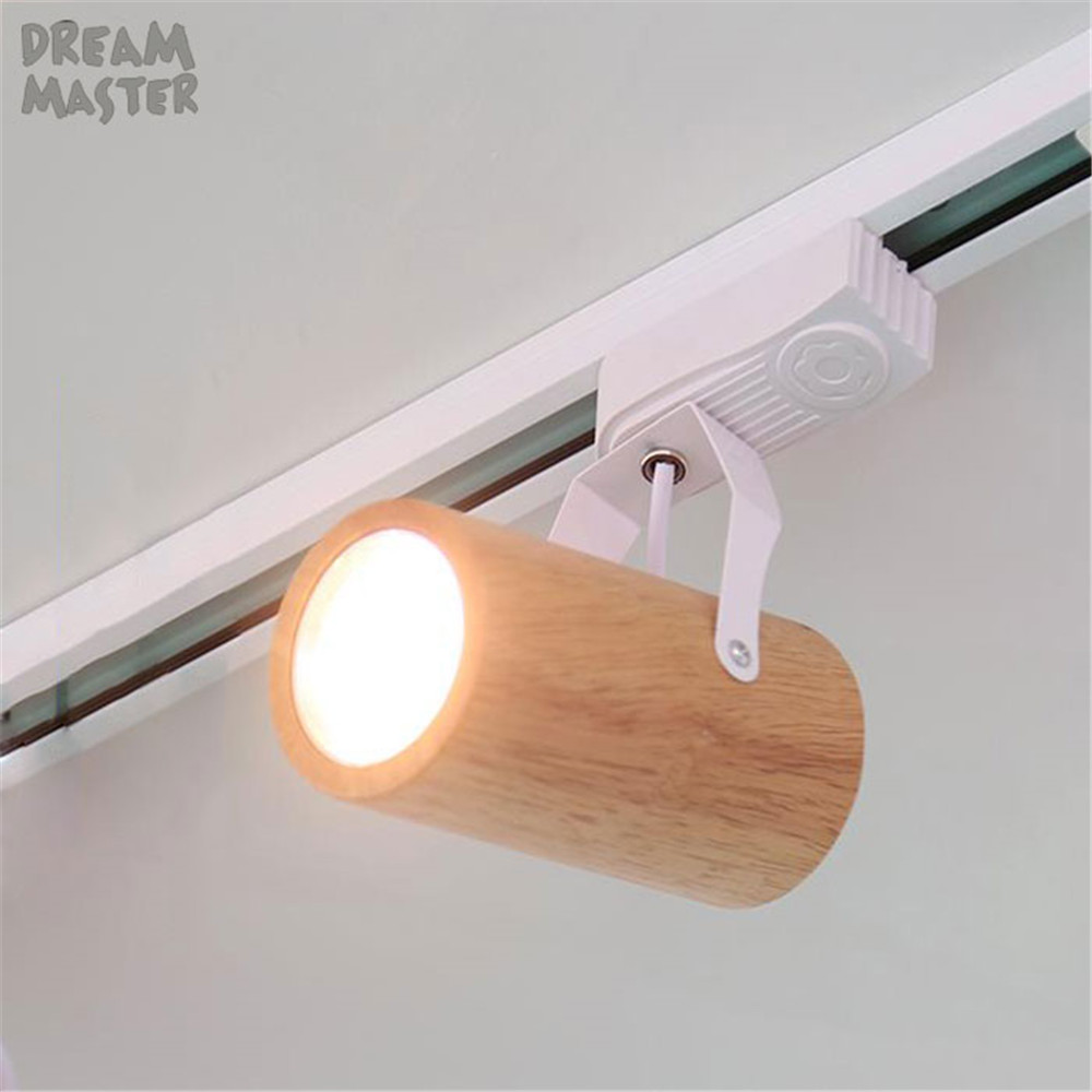 Moderne houten LED Spoor Licht, 5W COB Rail Spots Lamp, leds Tracking Armatuur Verlichting voor Winkel Winkel Mall Tentoonstelling lamp