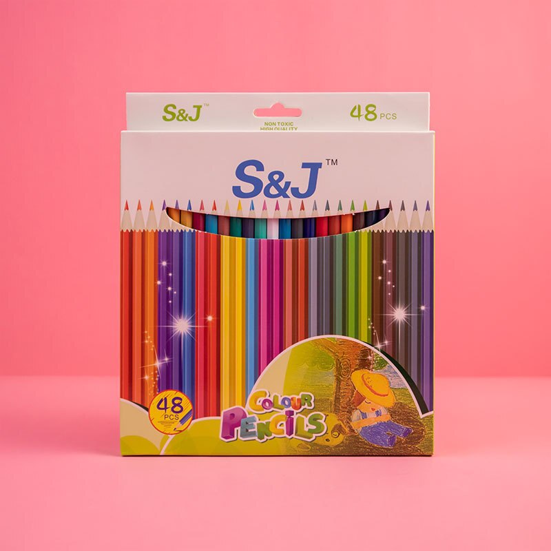 12/18/24/36/48 Boxed Colored Pencils Children&#39;s Cartoon Art Sketch Graffiti Color Lead Set Poplar Pen with Delicate Texture: 48color