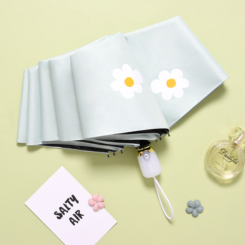 Rain Umbrella Parasol Folding Parasol UV-Protection Rain Or Shine Dual Purpose Umbrella Hipster eye charm san: Automatic Light Green  Thick Vinyl