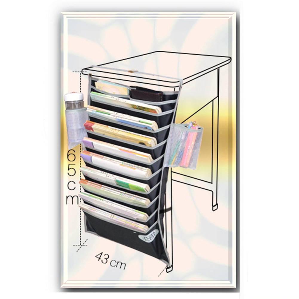 Multi-Pocket Student Table Desk Water Bottle Book Storage Hanging Bag Organizer