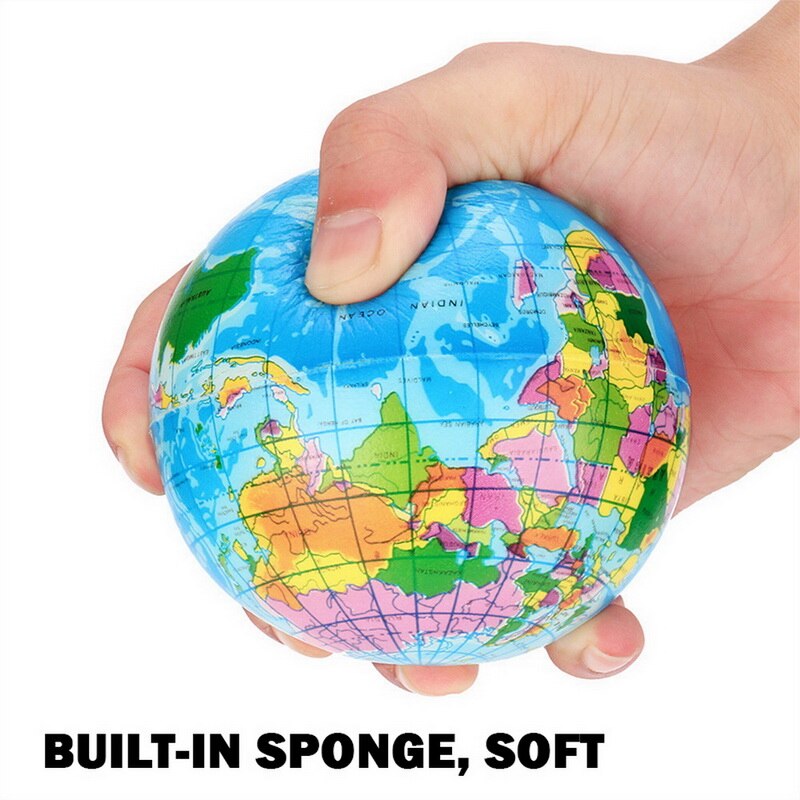 1 stk 63mm jordkugle legetøj til børn foamanti stress relief verdenskort ballball planet