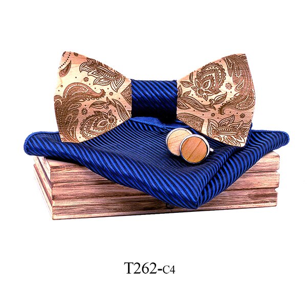 T262 3D Paisley Houten Strikjes voor Mannen Hout tie Hout Gentleman Strikjes Handgemaakte Vlinder Wedding Party voor mannen: T262-C4