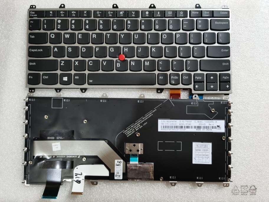 US Backlit Keyboard Original For LENOVO ThinkPad Yoga 260 370 X380 Yoga S1 4TH FRU 01AV675 01EN386 01HW575 01HW615 English: silver