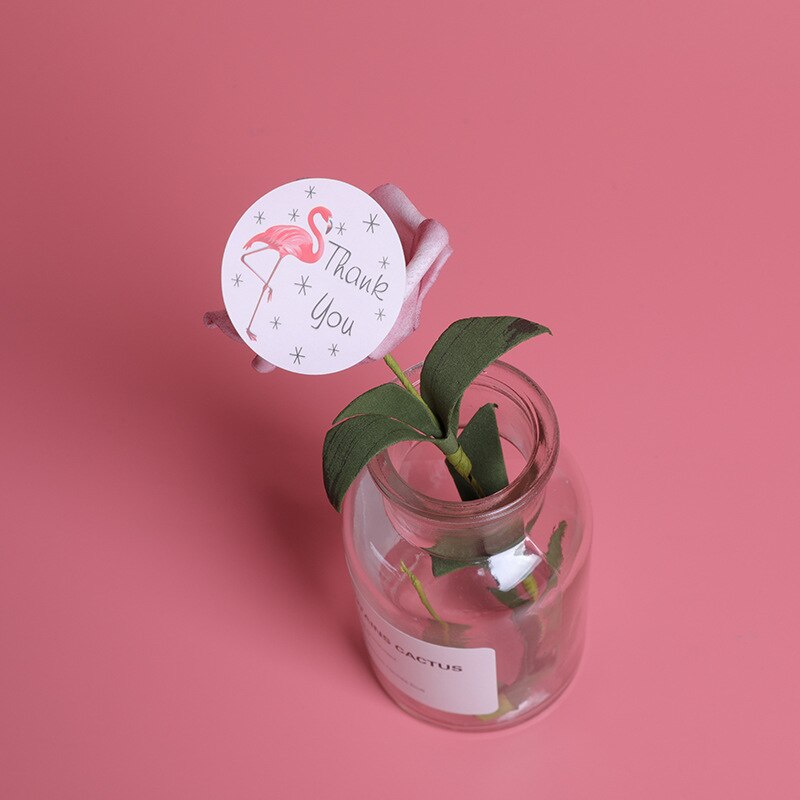 Autocollant de scellage "merci", étiquette flamant rose rond, étiquette en papier, emballage, décoration, fête et , DIY bricolage, 120 pièces/lot
