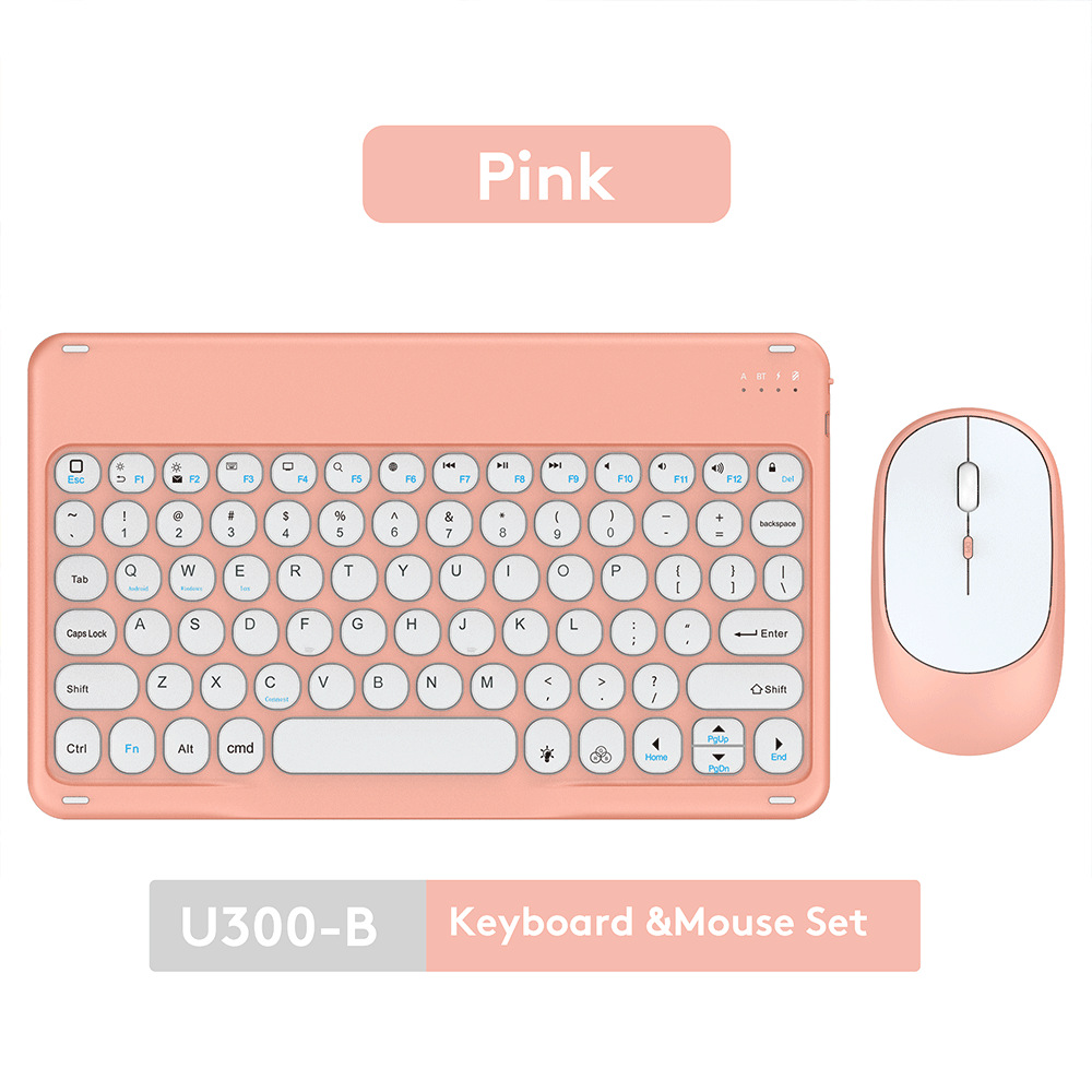 Bluetooth Keyboard Mouse French Arabic Spanish Teclado Sem Fio For Android Samsung Windows iPad Phone Tablet Wireless Keyboard: pink keyboard mouse