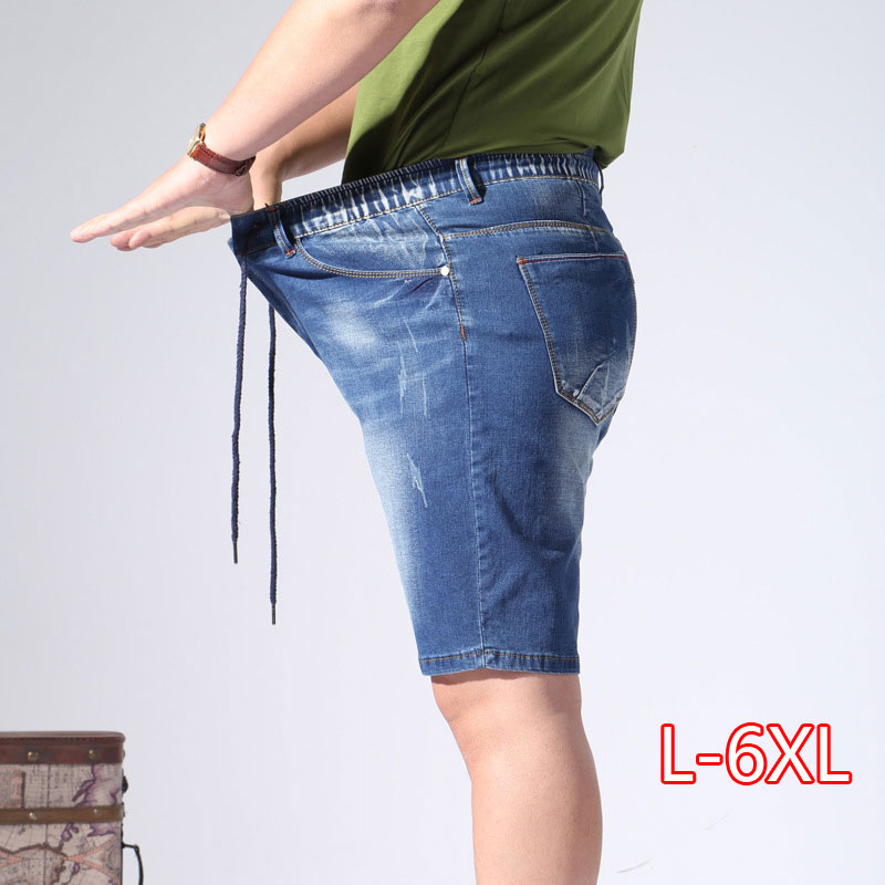 Mænds korte jeans denim plus størrelse 6xl 7xl 8xl 9xl afslappet denim shorts til mænd elastisk stor størrelse 42 44 46 48 50 52
