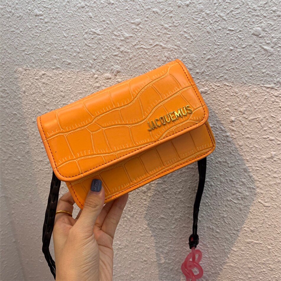 Famous Brand PU Alligator Messenger Bags for Women, 2 Sizes: Orange / Small-13cm