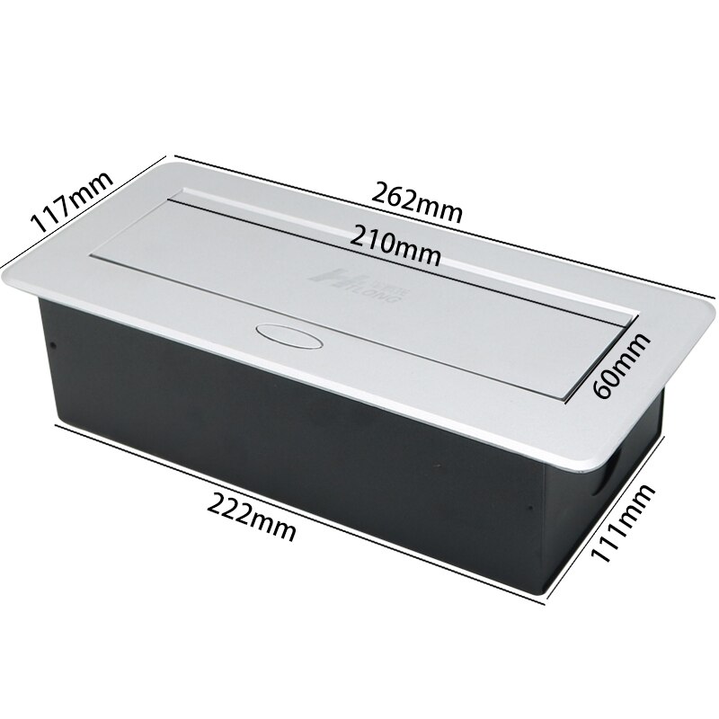COSWALL Zinc Alloy Plate 16A Slow POP UP 2 Power EU Socket Dual USB Charge Port 2.1A Office Table Desktop Outlet Black Steel Box: Long gray