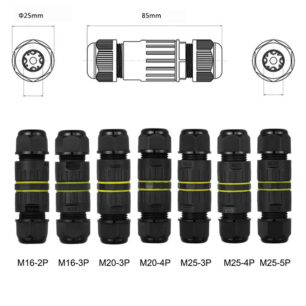 IP68 Waterproof Cable Connector 2/3/4/5 Pin Electrical Sealed Retardant AC Junction Box Wire Connectors Underwater Wiring Dropsh