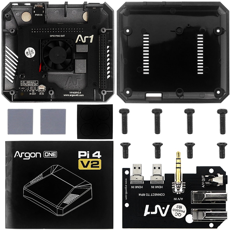 Raspberry  pi 4 aluminium kasse argon one  pi 4 v2 kasse aktiv passiv køling metal skal strømafbryder til raspberry  pi 4 model b