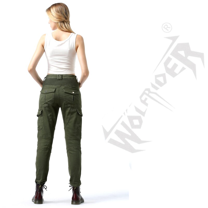 H-EV-06 Motorcycle Pants women Moto Jeans Protective Gear Riding Touring Motorbike Trousers Motocross Pants Green Moto Pants