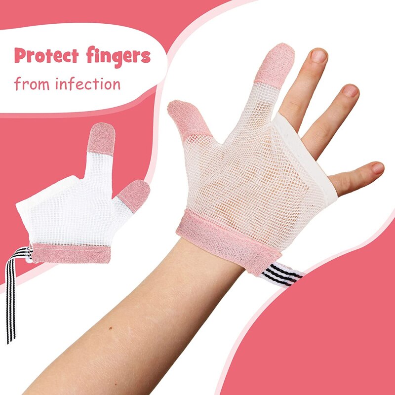 1 par de niños infantil Anti-mordedura comer protección para manos guantes de bebé evitar morder los dedos las uñas guante para Toddle los niños inofensivo conjunto