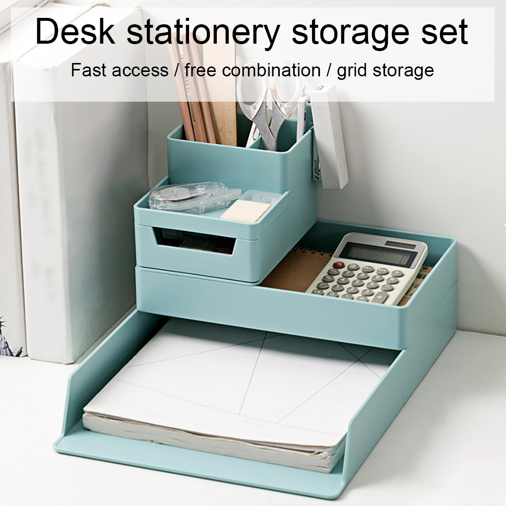 A4 Paper Organizer Document Pen Case Office Table Desk Storage Superposition Filling File Box Plastic A4 Size Storage B