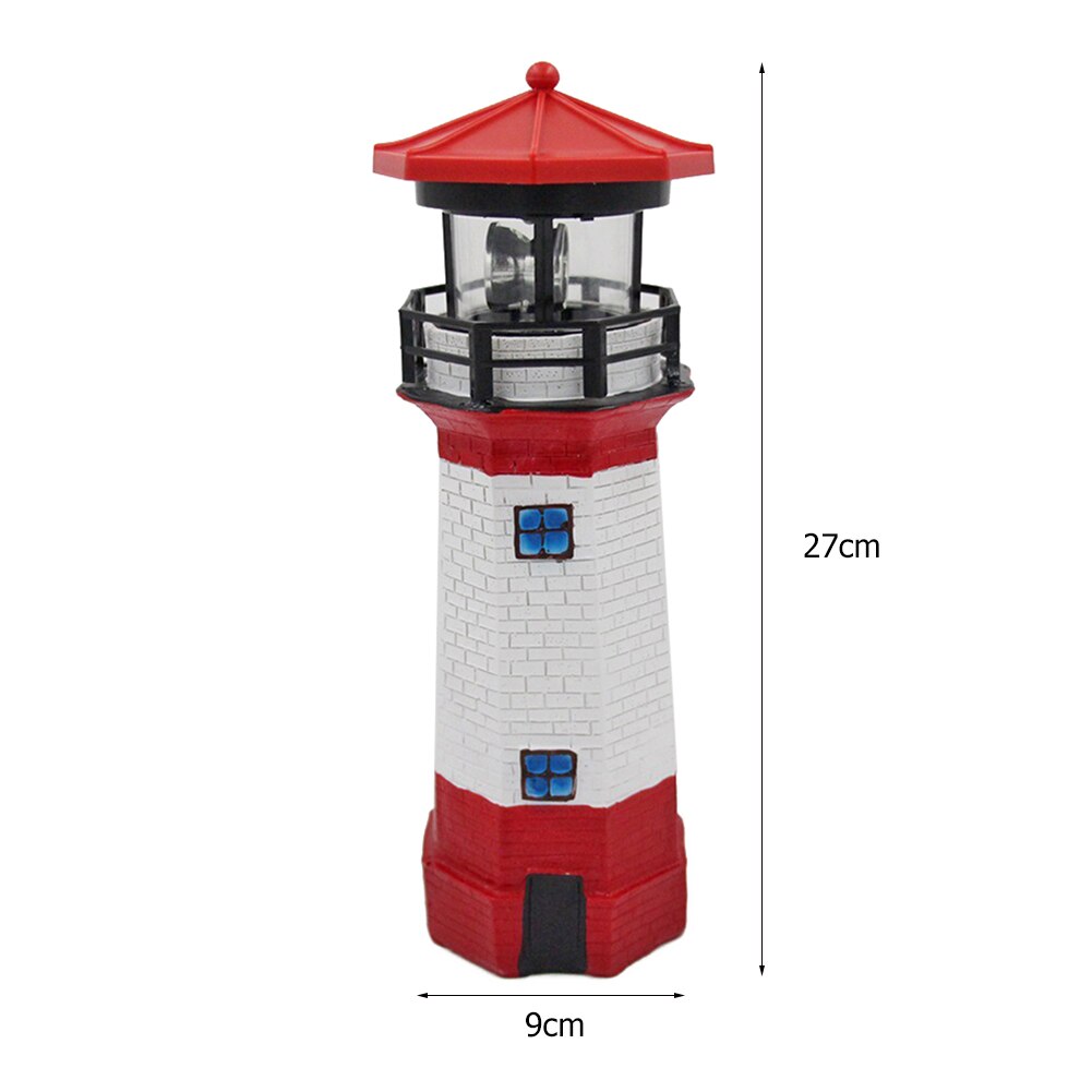 Phare forme solaire lumière LED jardin clôture cour décoration extérieure capteur intelligent balise lampe rotative: Rouge