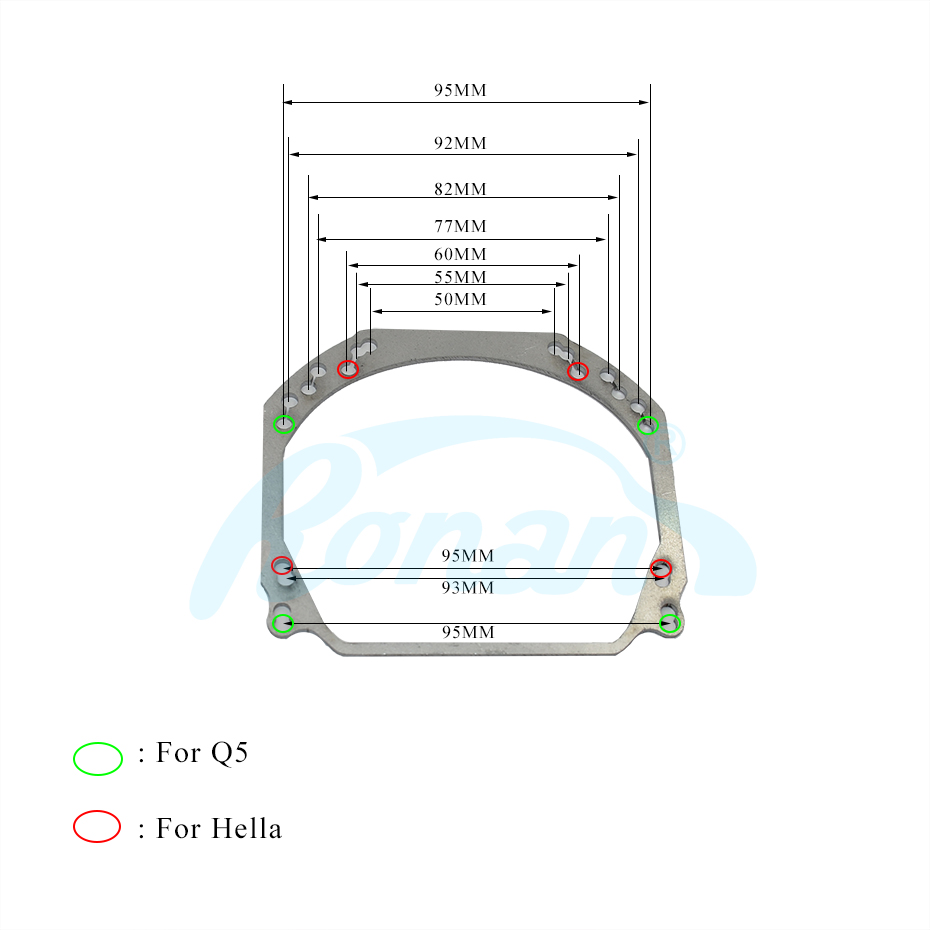 Ronan universal retrofit adapter ram för  q5 hella 2 3 5r led lins installera diy bilstrålkastare