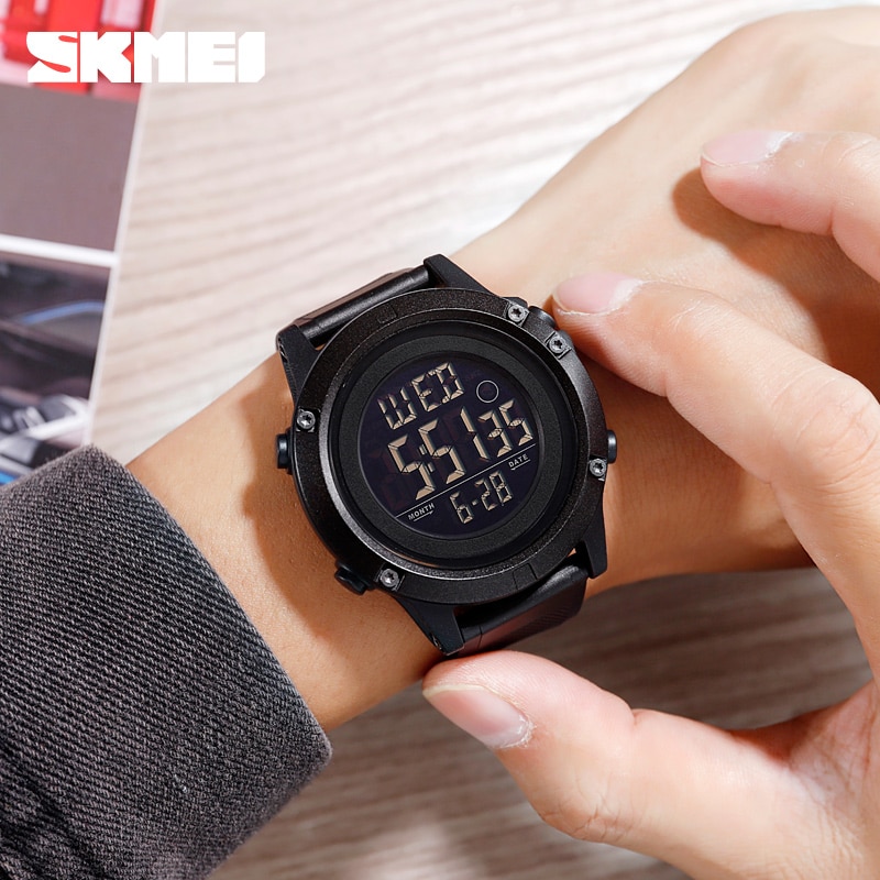 Skmei herr digital klocka 2 tid vattentät sport armbandsur herr date week väckarklocka elektronisk herrklocka montre homme 1508