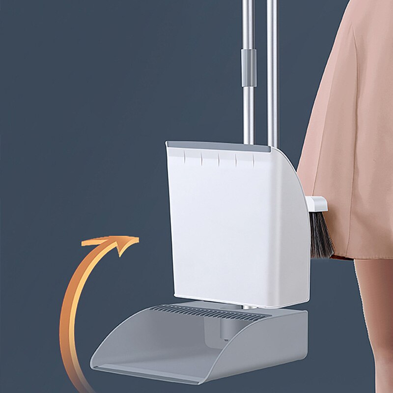 Broom and Dustpan Set Upright Standing Dust Pan With Extendable Broomstick Cleaning Brush Broom Dustpan Set for Home Wholesael