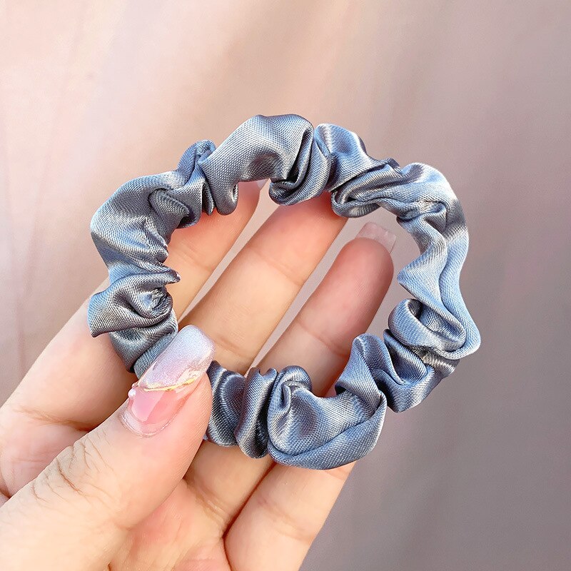 1Pc Elastic Hairbands Hair Tie for Women Satin Scrunchies Stretch Ponytail Holders Handmade Heandband Hair Accessories: gray-A
