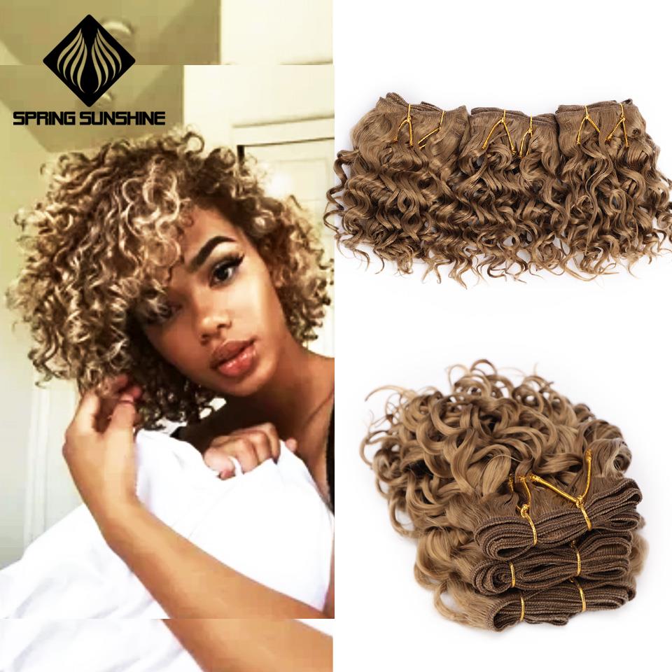 Spring sunshine Afro Kinky Curly Synthetic Weave Bouncy Jerry Curl Natural Short Hair Welf Bundles Black Hair Weaving 3Pcs/lot: #27